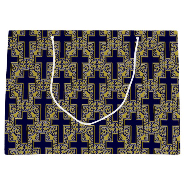 Ornate Kor-24-Blue-Guld-GIFT BAG L (Framsidan)