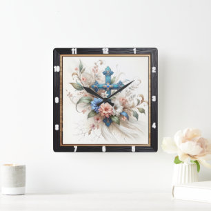 Ornate Kor Blommigt Elegance Fyrkantig Klocka