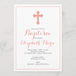 Ornate Kor Rosa Girl Girl Girl Baptism Christening Inbjudningar