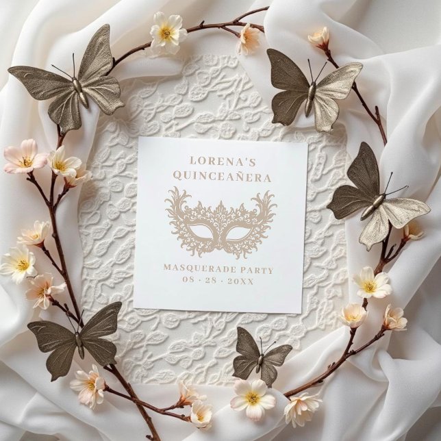 Ornate Lace Masquerade Mask Quinceañera Stämpel (Ornate Lace Masquerade Mask Quinceañera Rubber Stamp Design. )