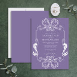 Ornate Lavender Blommigt Line Art Monogram Bröllop Inbjudningar<br><div class="desc">Vi presenterar vår vackra mörk eller vår lavender blommigt Line art mongram bröllopsinbjudan! Inbjudan är ett jättebra tecken på art nouveau, med sitt ornerade gräns och monogram initialer. Perfekten för att ange tonen för din stora dag är att inbjuda dina gäster. Din bröllopsdag är en av de viktigaste dagarna i...</div>