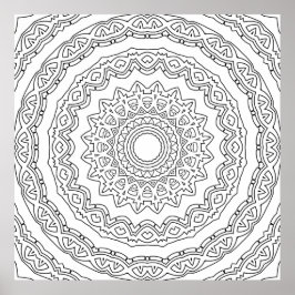 Ornate Layered Mandala with Scalloped Ring Detail Poster