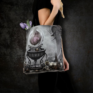 Ornate Lila Crystal Boll och Witchcraft-artiklar Tygkasse