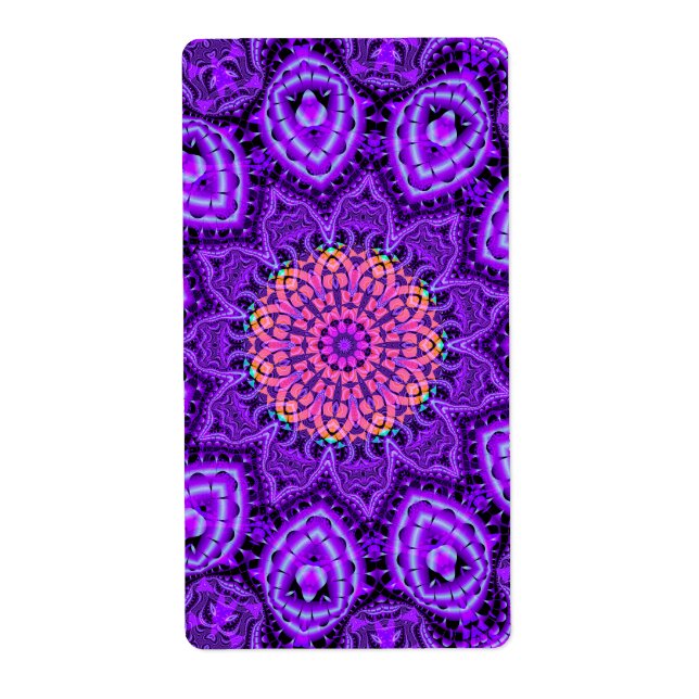 Ornate Lila Flower Vibrations Kaleidoscope Art Fraktsedel (Framsidan)