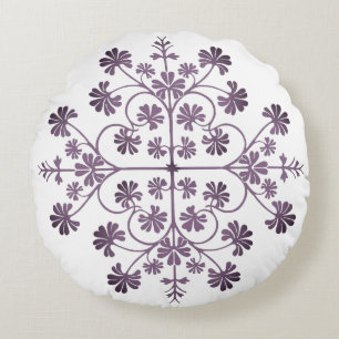 Ornate Lila Geometric Mönster Rund Kudde