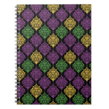 ORNATE LILA GRÖNT GULT MARDI GRAS MÖNSTER