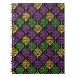 ORNATE LILA GRÖNT GULT MARDI GRAS MÖNSTER ANTECKNINGSBOK