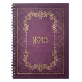 Ornate Lila och Guld Ram Notebook Anteckningsbok