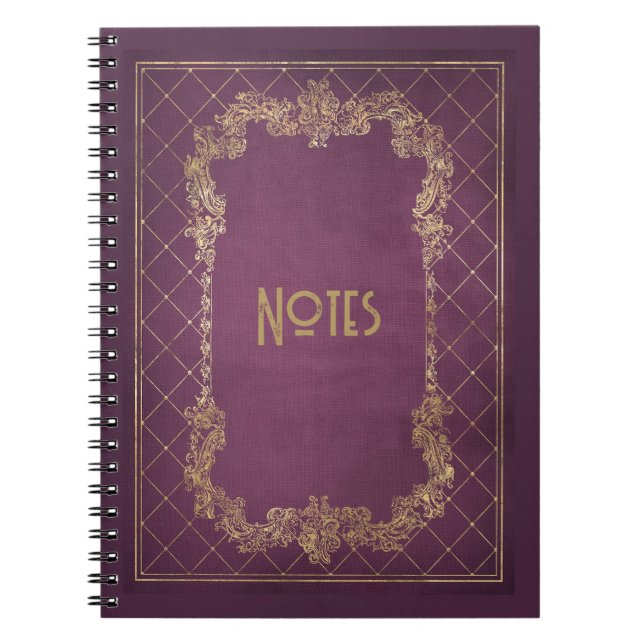 Ornate Lila och Guld Ram Notebook Anteckningsbok (Framsidan)