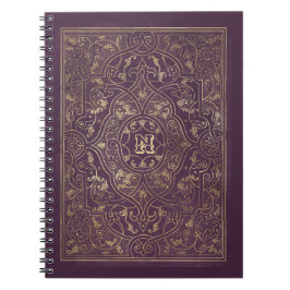 Ornate Lila och Guld Ram Notebook Anteckningsbok