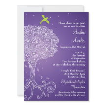 Ornate Livets träd Lila Bat mitzvah