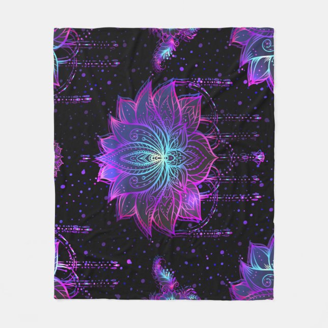 Ornate Lotus Flower Seamless Symbol Fleecefilt (Framsidan)