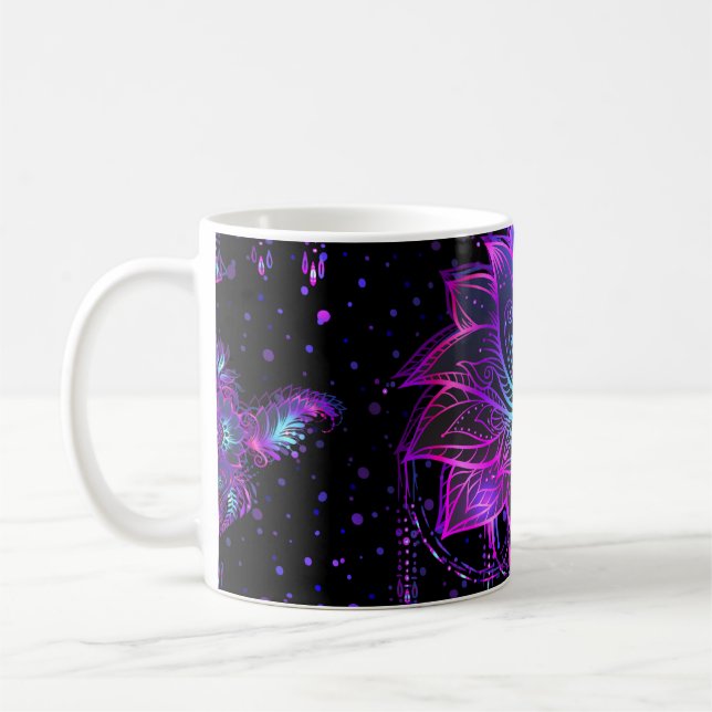 Ornate Lotus Flower Seamless Symbol Kaffemugg (Vänster)