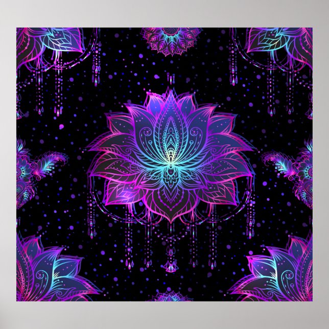Ornate Lotus Flower Seamless Symbol Poster (Framsidan)