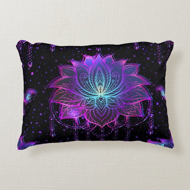 Ornate Lotus Flower Seamless Symbol Prydnadskudde (Framsidan)