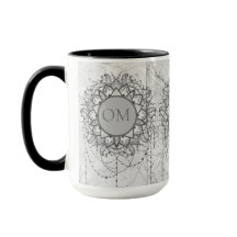 Ornate Lotus OM Mandala på Silver Marble
