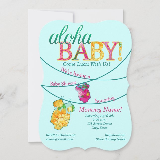 Ornate Luau Baby Shower-inbjudan Inbjudningar (Framsida)