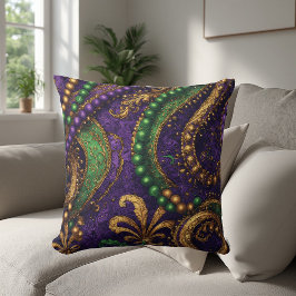 Ornate Masquerade Masks, Gold Beads, Fleur-de-Lis  Kudde