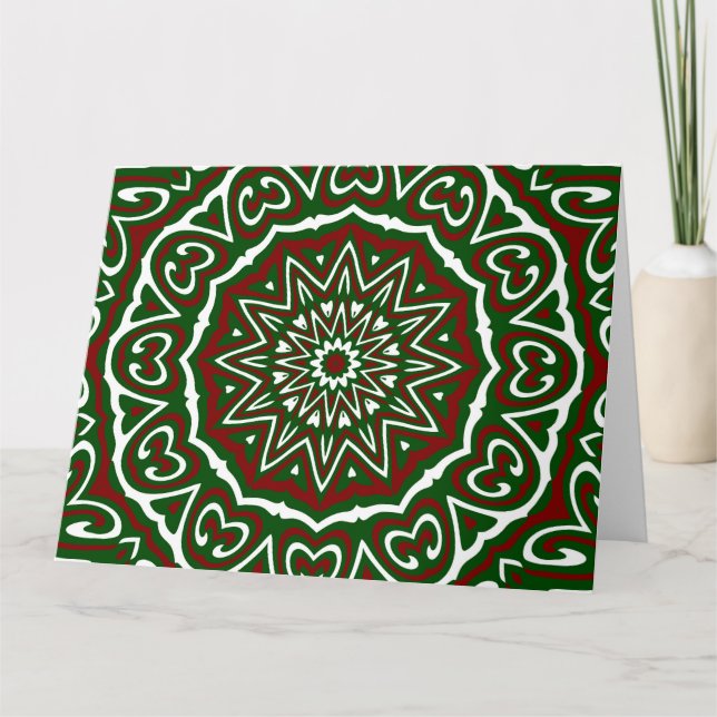 Ornate Maximalist Groovy jul Mandala Patter Kort (Framsida)