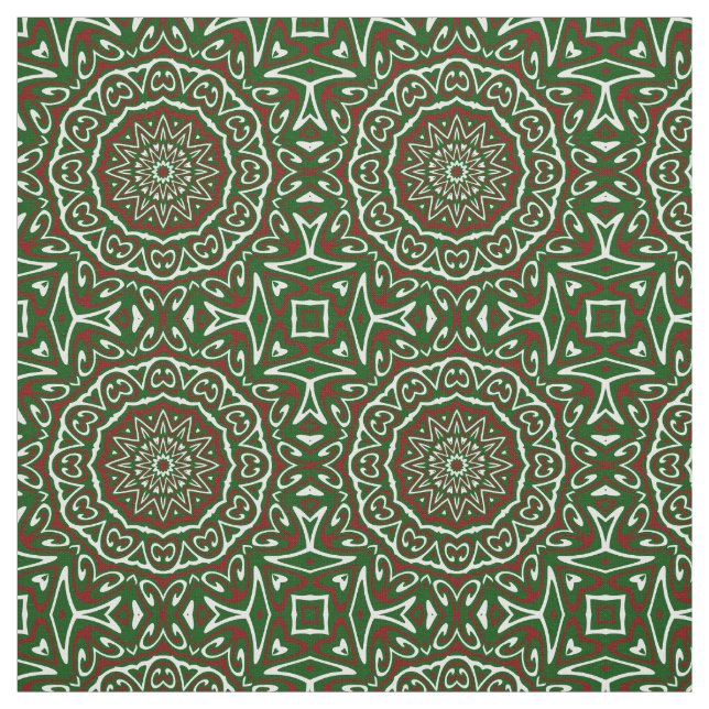 Ornate Maximalist Groovy jul Mandala Patter Tyg (Provkarta)