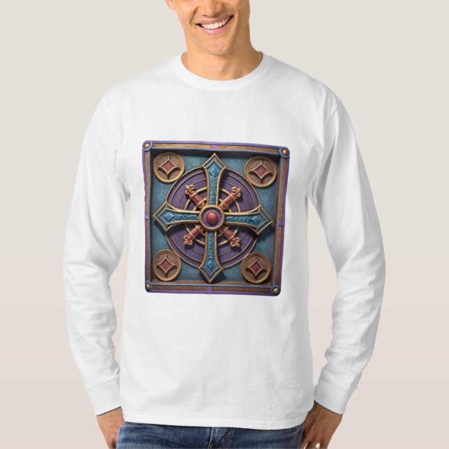 Ornate Medieval Kor Mandala T Shirt (Framsida)