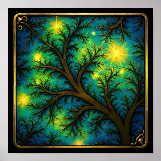 Ornate Metal Overlay Fractal Seamless Wallpaper Poster (Framsidan)