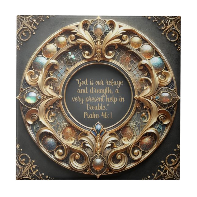 Ornate Metall och Jewels bible Verse Kakelplatta (Framsidan)