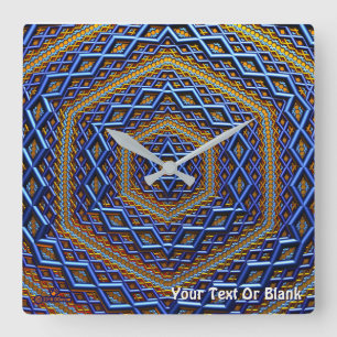 Ornate Metallic Magen David Fyrkantig Klocka
