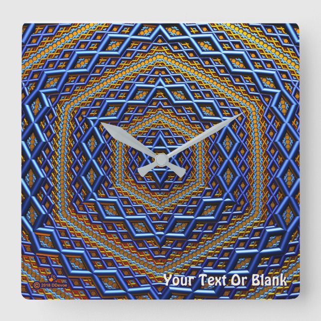 Ornate Metallic Magen David Fyrkantig Klocka (Framsida)