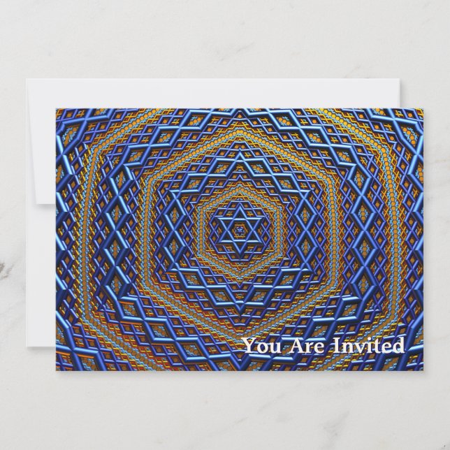 Ornate Metallic Magen David Inbjudningar (Framsida)