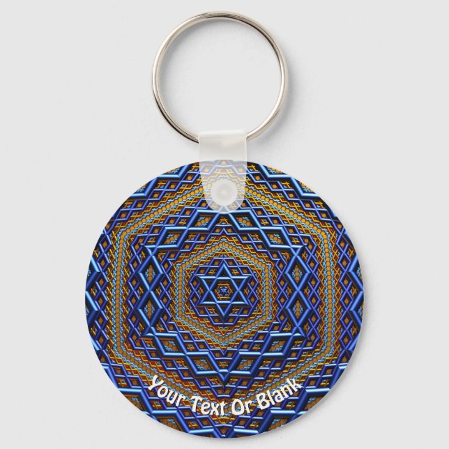 Ornate Metallic Magen David Nyckelring (Framsida)