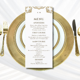 Ornate Monogram Baroque Bröllop Menu Meny
