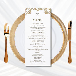 Ornate Monogram Baroque Christian Wedding Menu Meny