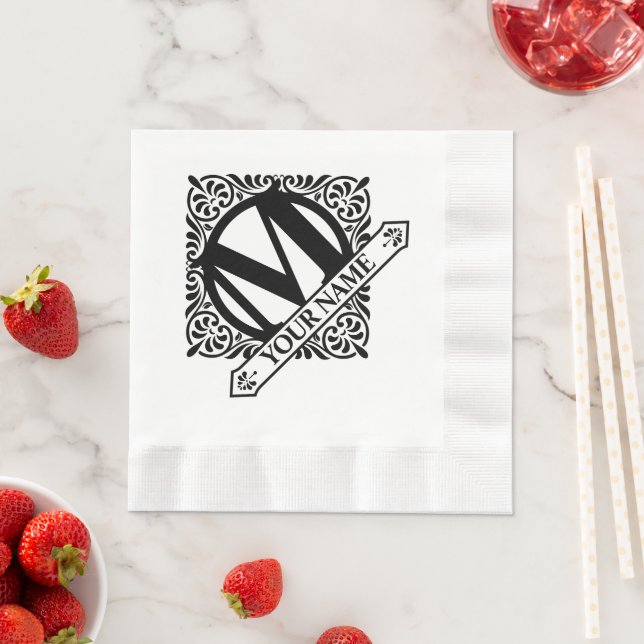 Ornate Monogram Design Napkins Pappersservett (Insitu)
