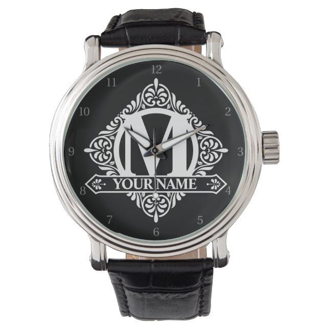 Ornate Monogram Design Watch Armbandsur (Framsida)