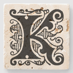 Ornate Monogram "K" Underlägg Sten