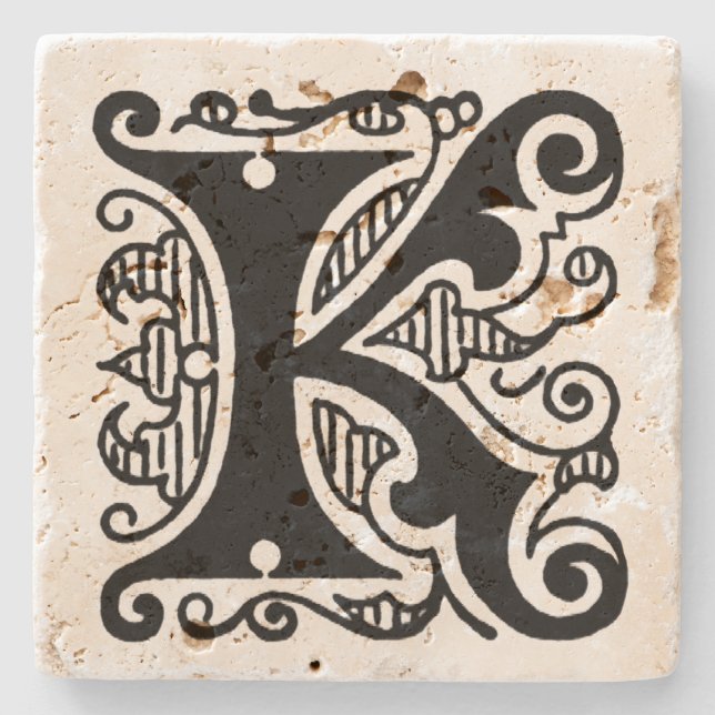 Ornate Monogram "K" Underlägg Sten (Framsidan)