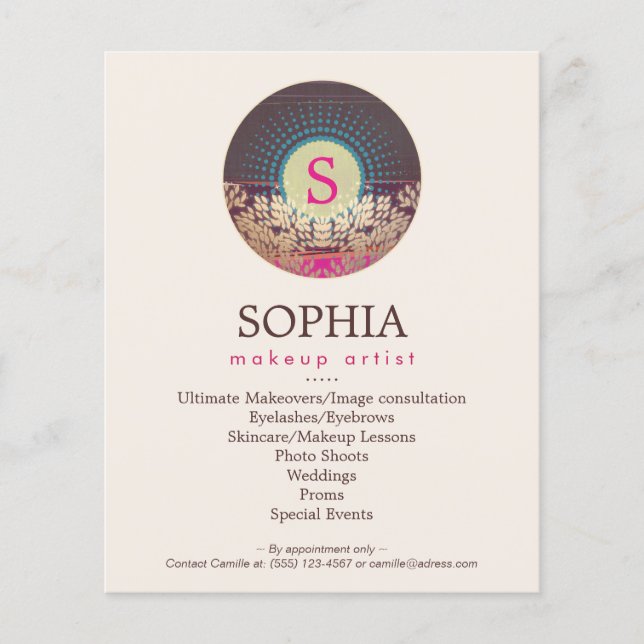 Ornate Monogram Makeup Artist och Hair Stylist Flygblad (Framsidan)