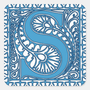 Ornate Monogram S Fyrkantigt Klistermärke
