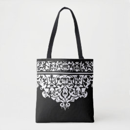 Ornate Mönster Black and White Anpassade Tote Tygkasse
