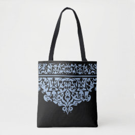 Ornate Mönster Blue & White Anpassade Tote Bag Tygkasse