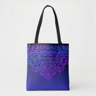Ornate Mönster Lila Ombre Tote Tygkasse