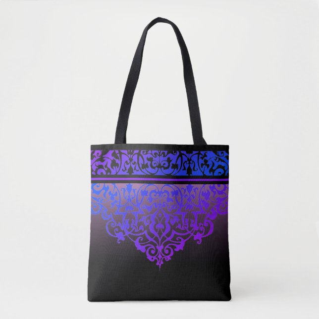 Ornate Mönster Orchid Rosa Ombre Tote Bag Tygkasse (Framsida)