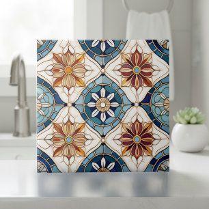 Ornate Moroccan Tile Mönster#3 Blue Guld ID1078 Kakelplatta