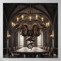 Ornate Multi-Headed Dragon Chandelier - Gothic Flä