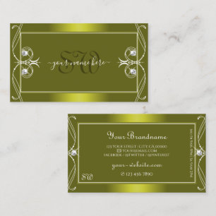 Ornate Mustard Gult Sparkling Diamonds Monogram Visitkort