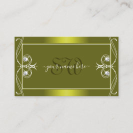 Ornate Mustard Gult Sparkling Diamonds Monogram Visitkort