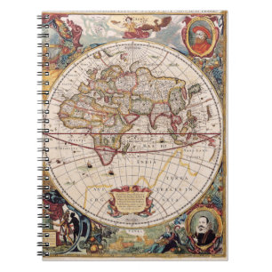 Ornate Old World Map-anteckningsbok Anteckningsbok