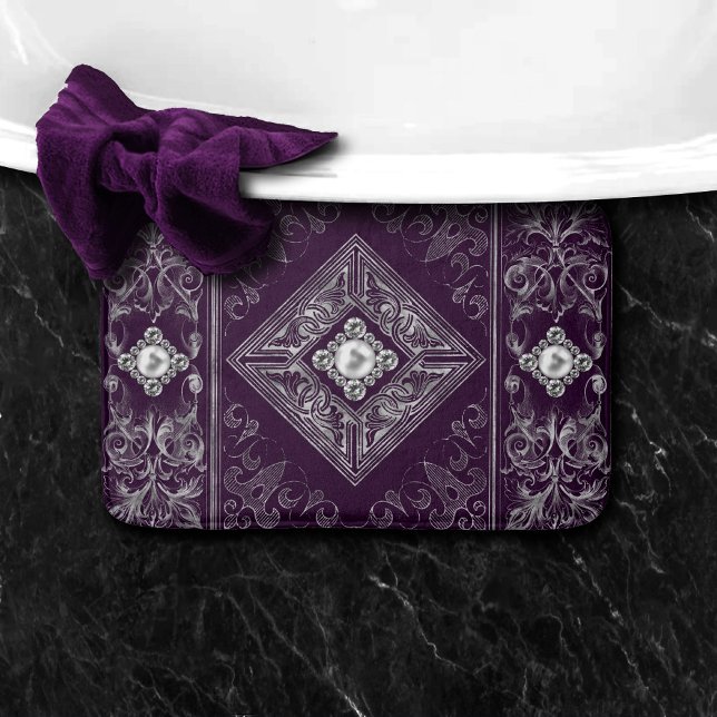 Ornate opulence | Lila och Silver judisk romer Badrumsmatta (Skapare uppladdad)