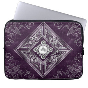 Ornate opulence   Lila och Silver judisk romer Laptop Fodral
